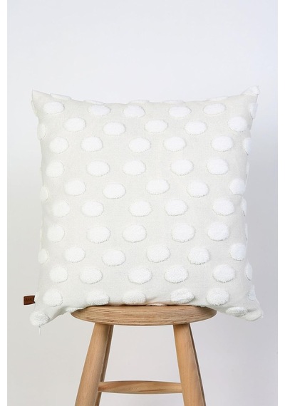 Bohem Özel Tasarım Punch Panç Desen Kare Dekoratif Kırlent Kılıfı 50x50 Cm Line Ekru Diğer