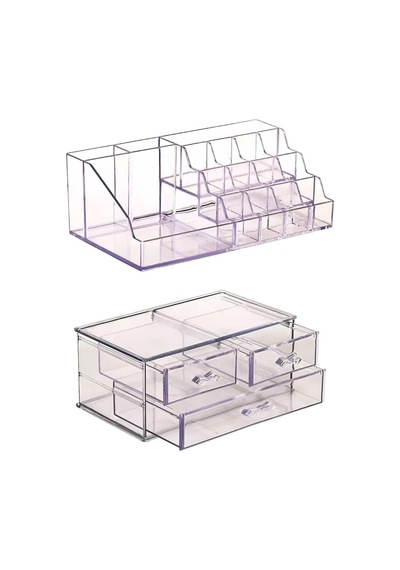 3 Çekmeceli Makyaj Düzenleyici Organizer Set Makyaj Fırçalık Çok Renkli Tek Ebat