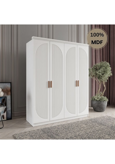 Soho 4 Kapak Mdf Gardırop Beyaz