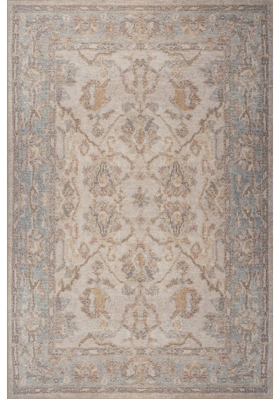 Artloop Relic Gri Vintage Dokulu Klasik Desenli Dokuma Tabanlı Şönil Halı Al 511 Gri - Mavi