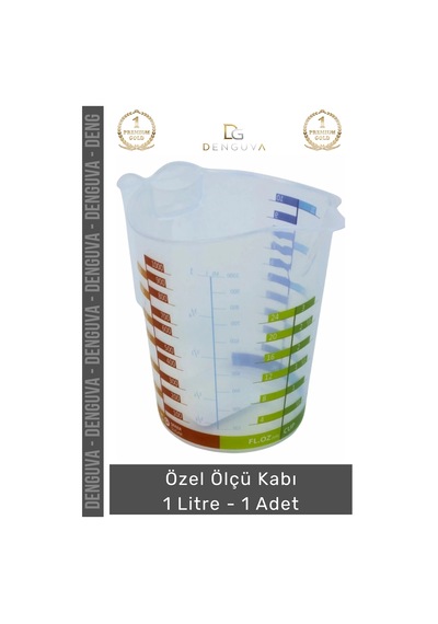 Ölçükabı Hassas Mutfak Laboratuvar Ölçekli Gı Uyumlu Pratik Özel Ölçü Kabı 1 Litre - 1 Adet Çok Renkli
