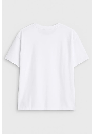 Erkek Bisiklet Yaka %100 Pamuk Helikopter Baskılı T-shirt Beyaz