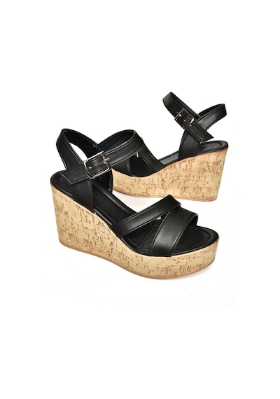 Fox Shoes S996061209 Siyah Dolgu Topuklu Kadın Ayakkabı