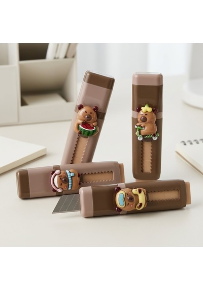 Mikro Capybara Tasarımlı Sürgülü Silgili Kalemtıraş - Çift Fonksiyonlu Eğlenceli Kapibara Kalemtıraş Ve Silgi 1 Adet - 9073757681908