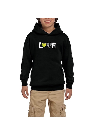 Zepplin Giyim Tennis Love Siyah Çocuk Kapşonlu Sweatshirt Siyah