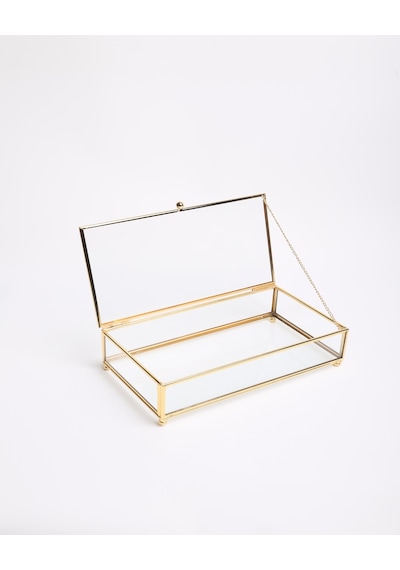 Amara Dekoratif Cam Kutu 25x14x7 Gold Altın