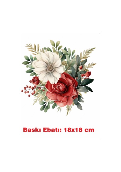 Çiçek Temalı Ütü İle Yapışan Tekstil Kumaş Tişört Dtf Baskı 3453
