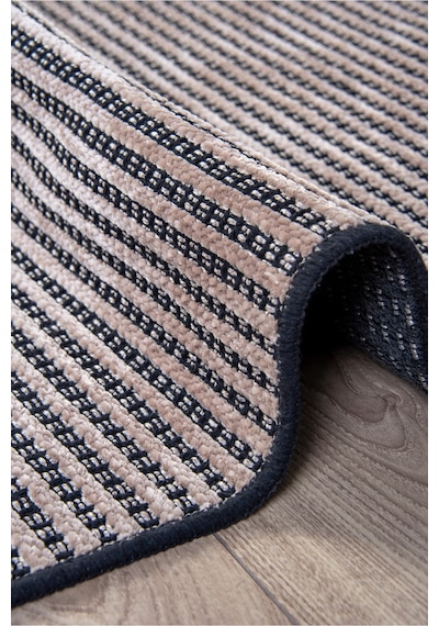 Bej Şönil Kilim Salon Oturma Çocuk Odası Hasır Yıkanabilir Yolluk Kaymaz Taban Halı Siyah Bej
