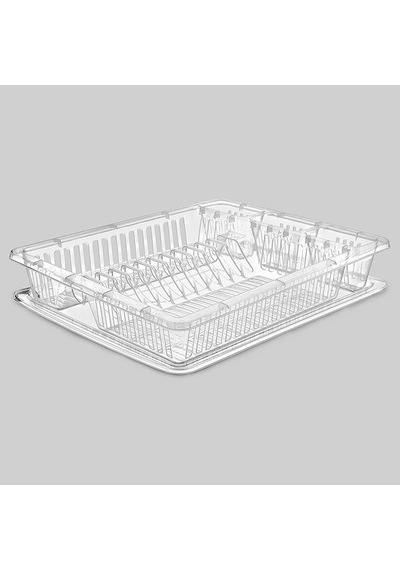 Erkoç Plastik Poly Time Süper Lüks Bulaşık Sepeti Tabaklık Şeffaf