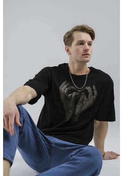Joao Baskı Detaylı Unisex Bisiklet Yaka Oversize Tshirt