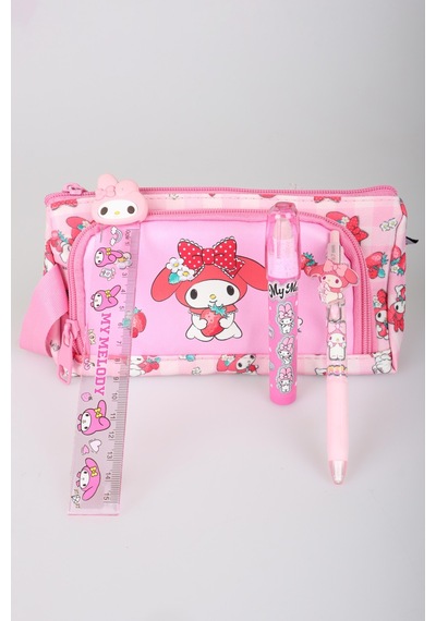 X Dekomus Lisanslı My Melody Sweet Berry Collection Kalem Çantası,roket Silgi,cetvel,uçlu Kalem Seti Açık Gri