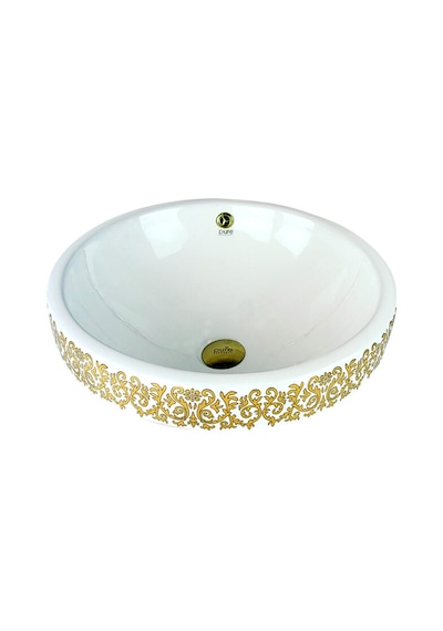 Beyaz Altın Yarı Ankastre Lavabo Renkli
