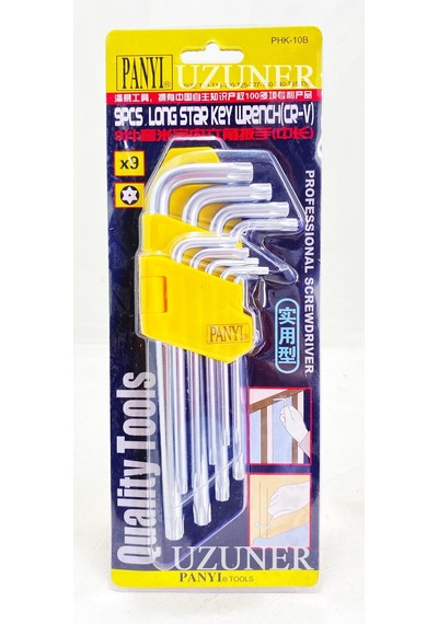 Panyı Torx Yıldız Uzun Allen Alyan Anahtar Seti Takımı 9 Parça