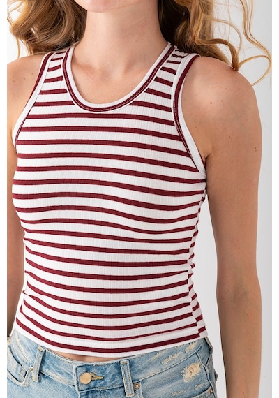 Giysa Kadın Bisiklet Yaka Çizgili Basic Body Bordo - 25510 Bordo