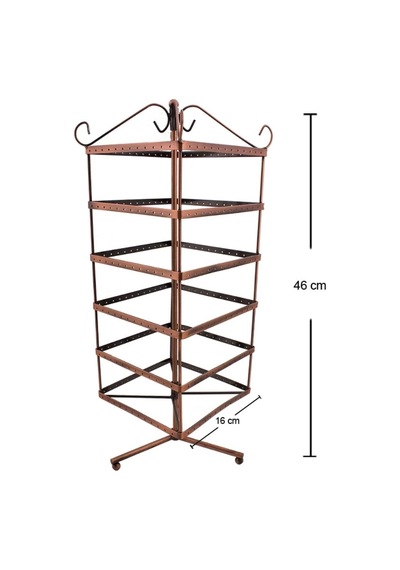İthal Metal Dönen Kare Model Bakır Renk 46x16 Cm Küpe Standı