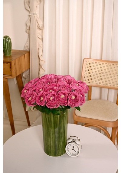 Pembe Yapay Lüx Şakayık Tek Dal Premium Canlı Islak Gerçek Dokulu 45 Cm