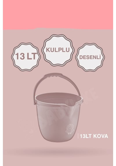 Çocuklar İçin 2'li Banyo Seti Kulplu Kova & Oluklu Maşrapa Set Pembe