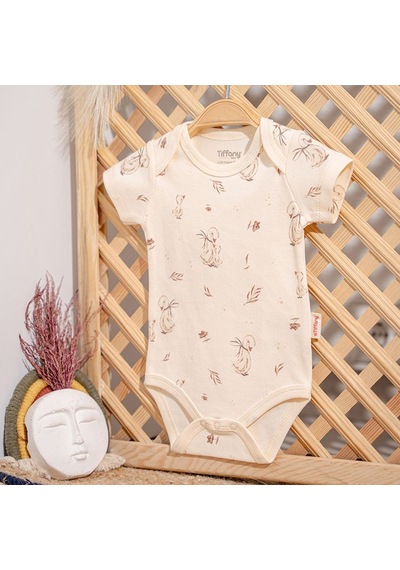 Tiffany Baby & Kids Tiffany Mother Swan Organic Theme Yarım Kollu Bebek Body 56008