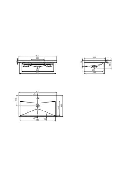 Turkuaz Seramik Elite Etajerli Lavabo 80 x 45 CM