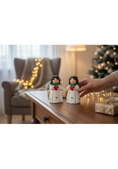 2 Li Yılbaşı Hediyelik Melek Biblo 2 Li Set