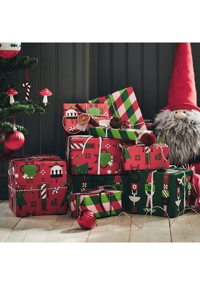 Ikea Vınterfınt Hediye Paketi Kağıdı, Kırmızı-yeşil, 3x0.7 M/2.10 M² 11173234