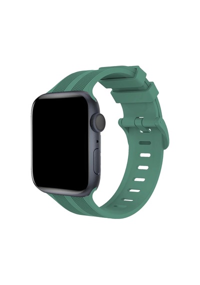 Apple Watch 38mm Kr408 Çizgili Silikon Kordon - Yeşil Diğer