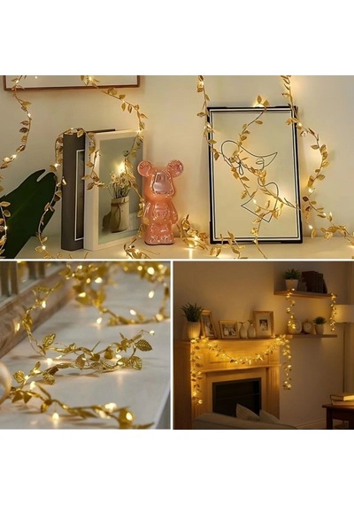 3 Metre Yaldızlı Gold Led Işık 10 Parça Siyah