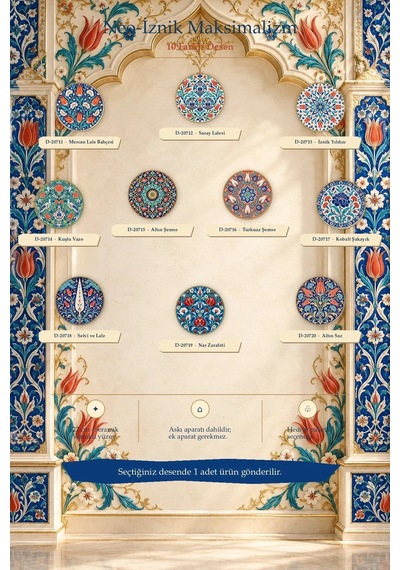 Dekoratif Duvar Tabağı Neo-iznik Maksimalizm Dekorlu Seramik Tabak Metalik