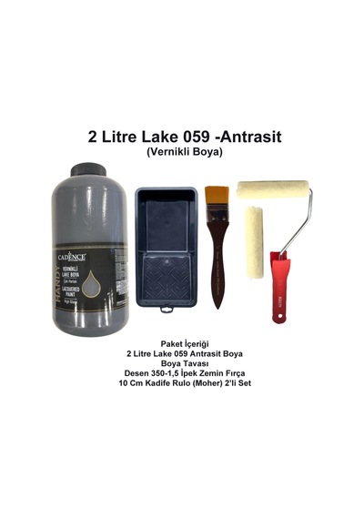 2 Litre Handy Lake 059 Antrasit Siyah Kendinden Vernikli Set Antrasit Siyah