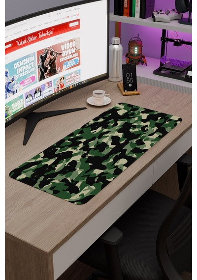 Kamuflaj Kaymaz Dikişli Kauçuk Oyuncu Mousepad V4 - 70x30 Xl Gaming Mouse Pad Fare Altlığı