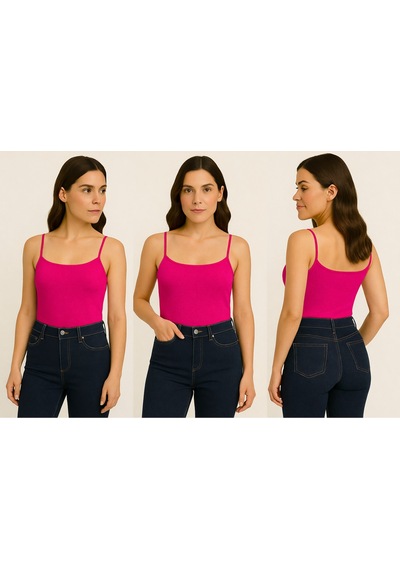 İngegno Body İp Askılı Model Örme Ring Kumaş Viskon Kadın Body Pembe