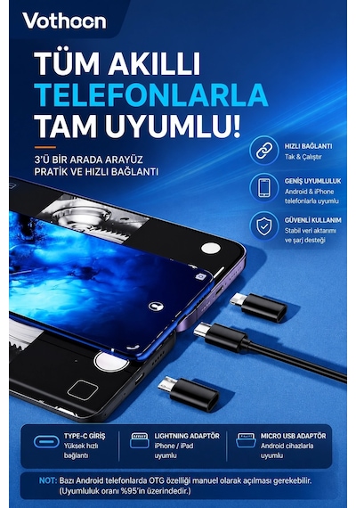 5 Metre Çift Kameralı İos/android Uyumlu Yılan Endoskop Kamera 8mm 2mp Led Li Sert Kablo