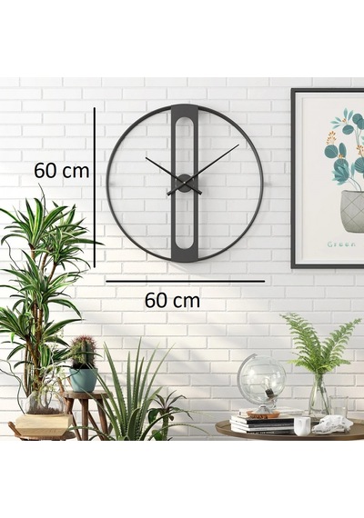 Dekoratif 60 Cm Siyah İskelet Duvar Saati