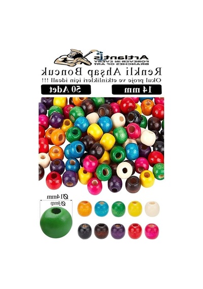 Renkli Ahşap Boncuk Seti - 14mm 50 Adet Doğal Takı Tasarımı İçin 000 Açık Krem