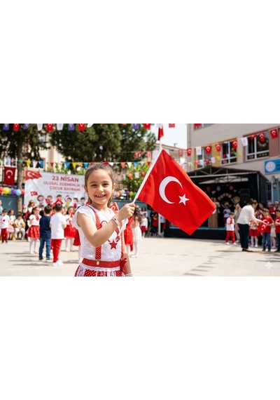 Tekli Türk Bayrağı 30x45 Cm Alpaka Kumaş Plastik Saplı Elde Sallama Milli Bayram Okul Bayrağı Tek Ebat