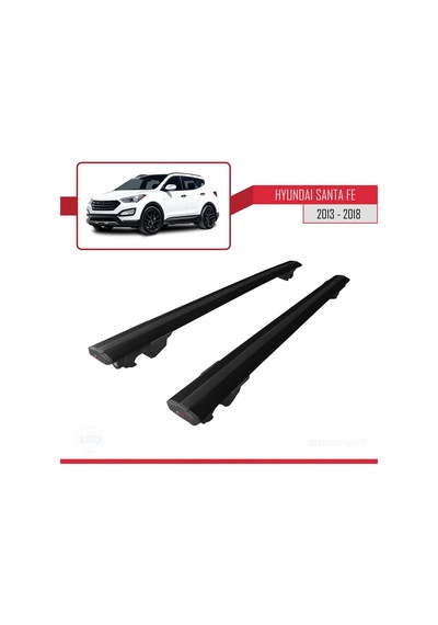 Hyundai Santa Fe Dm 2013-2018 Arası İle Uyumlu Hook Model Anahtar Kilitli Ara Atkı Tavan Barı Siyah