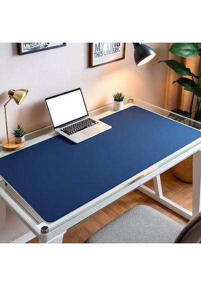 Mouse Pad Mavi Masa Matı 140x60cm Suni Deri Desk Mat Ofis Dekor
