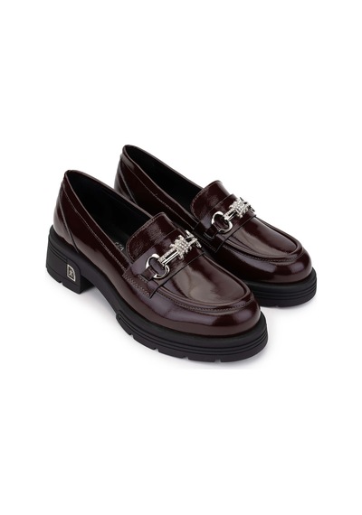 Tamer Tanca Kadın Hakiki Deri Bordo Rugan Loafer Ayakkabı 33 2005-1 Bn Ayk Sk24-25 Bordo Rgn Bordo Rugan