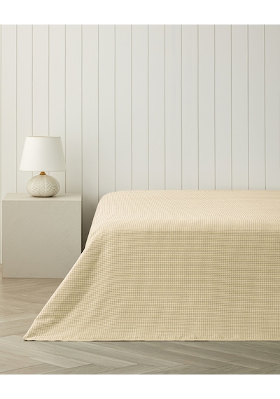 Modern Grid Çift Kişilik Pike 180x220 Cm Sarı