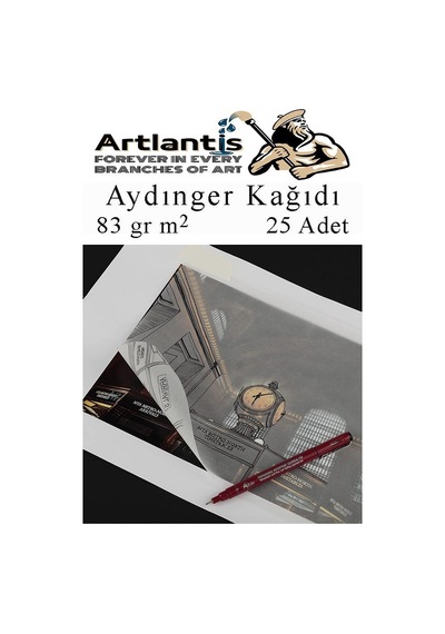 Aydınger Kağıdı A4 83 Gr 25'li 1 Paket Eskiz Kağıdı Lineplus Asetat Kalemi S 0.3 Siyah Kırmızı Mavi