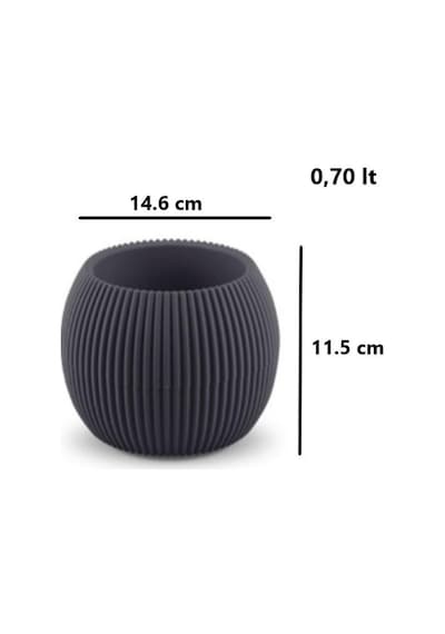 Omnipazar Krs Mercan Dekoratif Sukulent Kaktüs Plastik Saksı Takımı 3'lü Set Antrasit