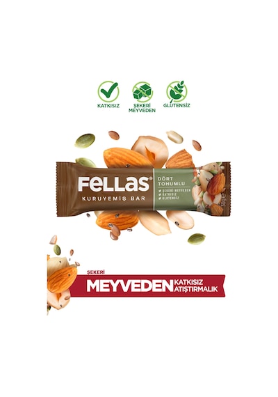 Dört Tohumlu Kuruyemiş Bar 30g x12 Adet