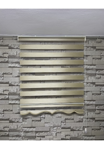 Krem Renk Bambu Zebra Perde (Etekli)