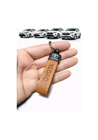 Toyota Ve Logolu Anahtarlık Suni Deri Kahverengi