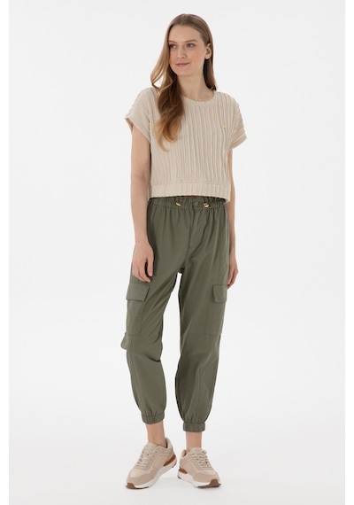 U.S. Polo Assn. Kadın Koyu Haki Jogger Fit Kanvas Pantolon 50300356-VR111