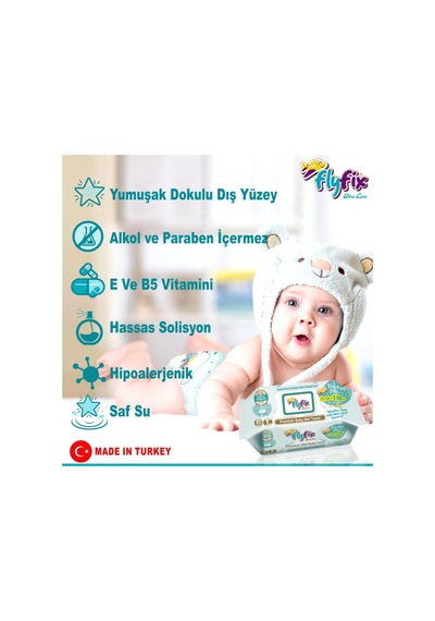 Flyfix Sensitive 12 Li 1200 Yaprak Saf Islak Mendil Bebek Havlusu