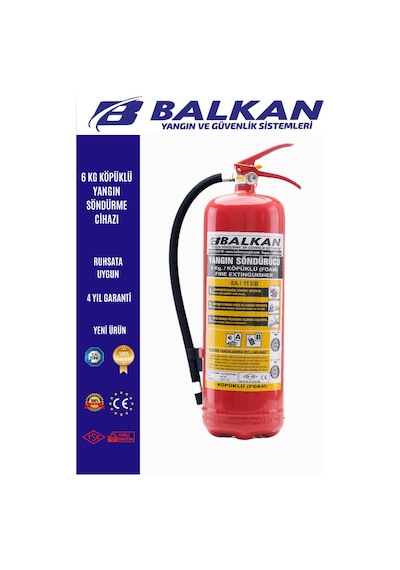 6 Kg Köpüklü Yangın Tüpü Tse Ce Belgeli Ruhsata Uygun 4 Yıl