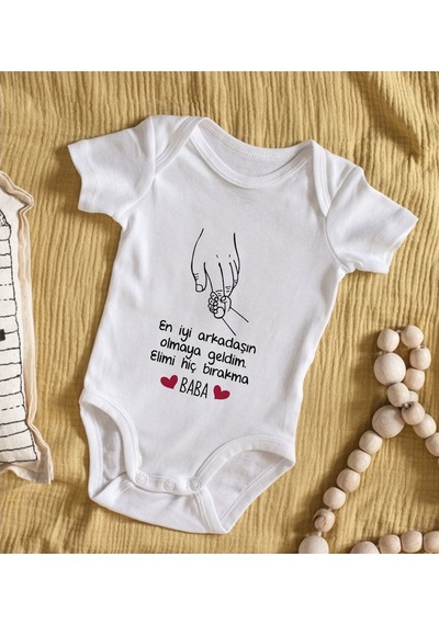Bitmeyenkartus Bk Kids En Iyi Arkadaşın Olmaya Geldim Tasarımlı Bebek Body Zıbın Çok Renkli
