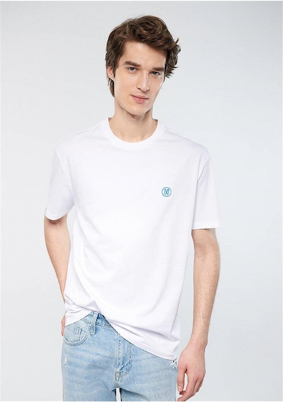 Mavi Logo Nakışlı Beyaz Tişört Loose Fit / Bol Rahat Kesim 067074-620 Beyaz