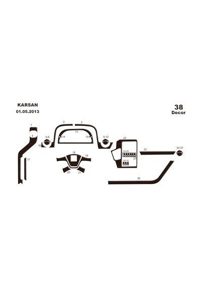 Peugeot Karsan Jest Torpido Kaplama 2013 38 Parça Koyu Meşe
